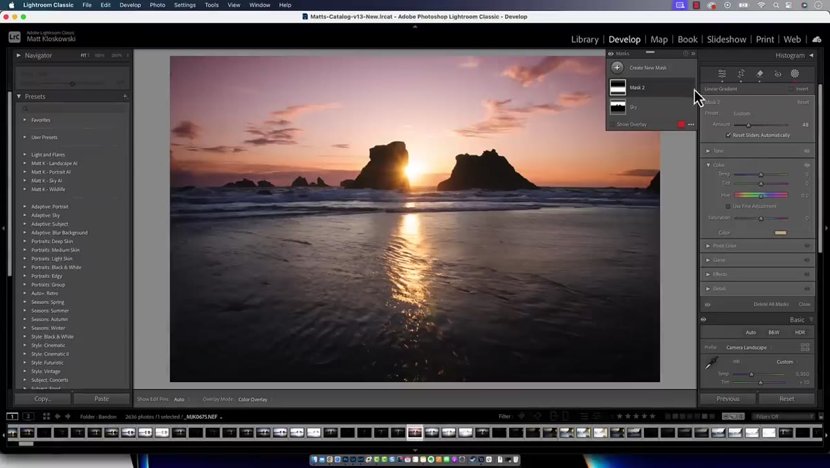 Linear gradient applied to bottom of landscape photo