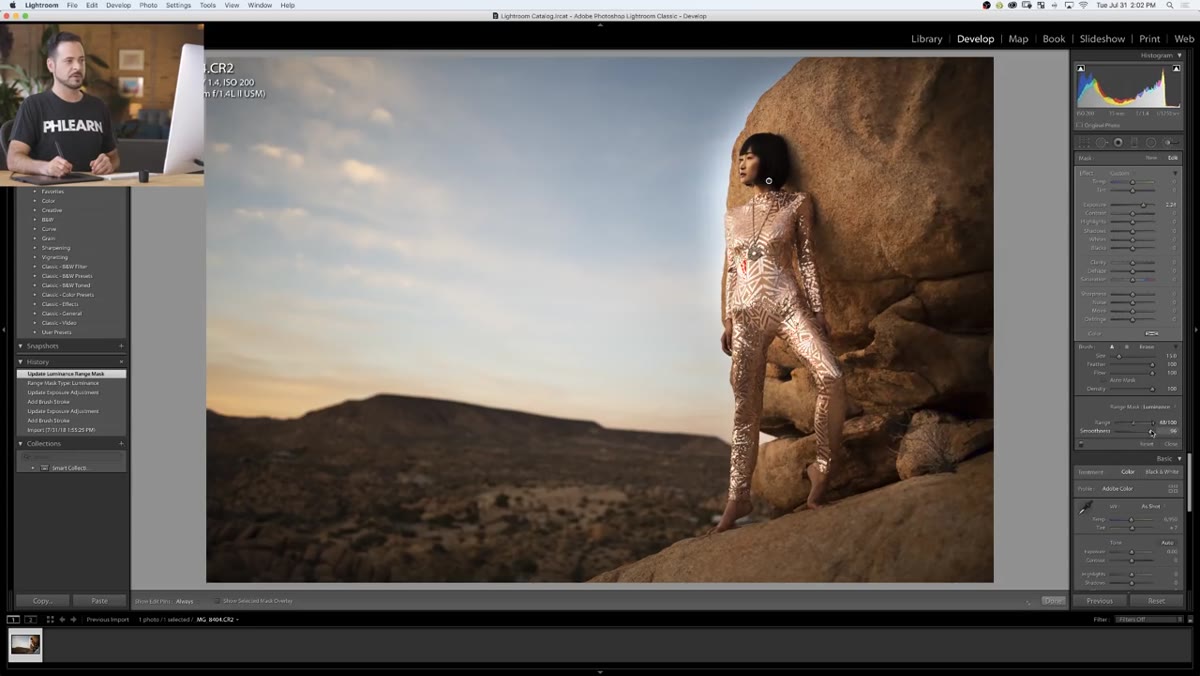 Smoothness slider adjusted below the Luminance Range control