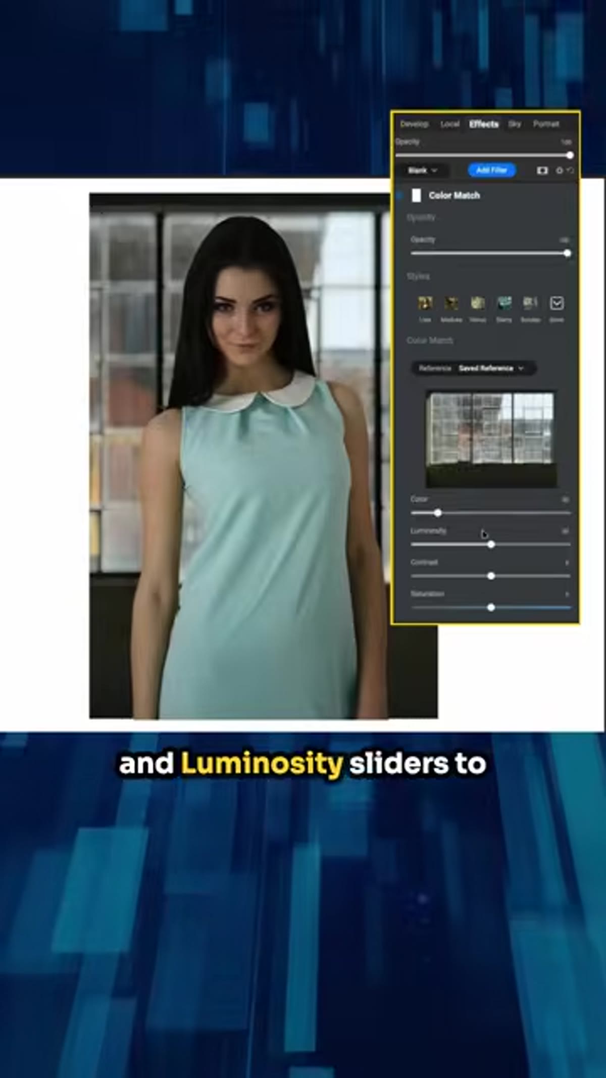 Adjusting Color and Luminosity sliders in Color Match