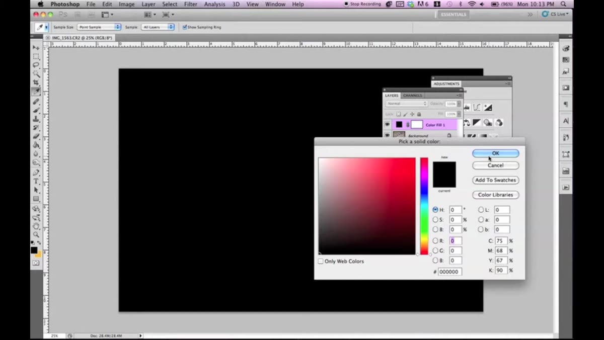 Solid color fill layer added, set to Color blend mode