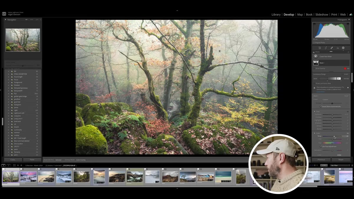 Temperature slider being adjusted with luminance mask active