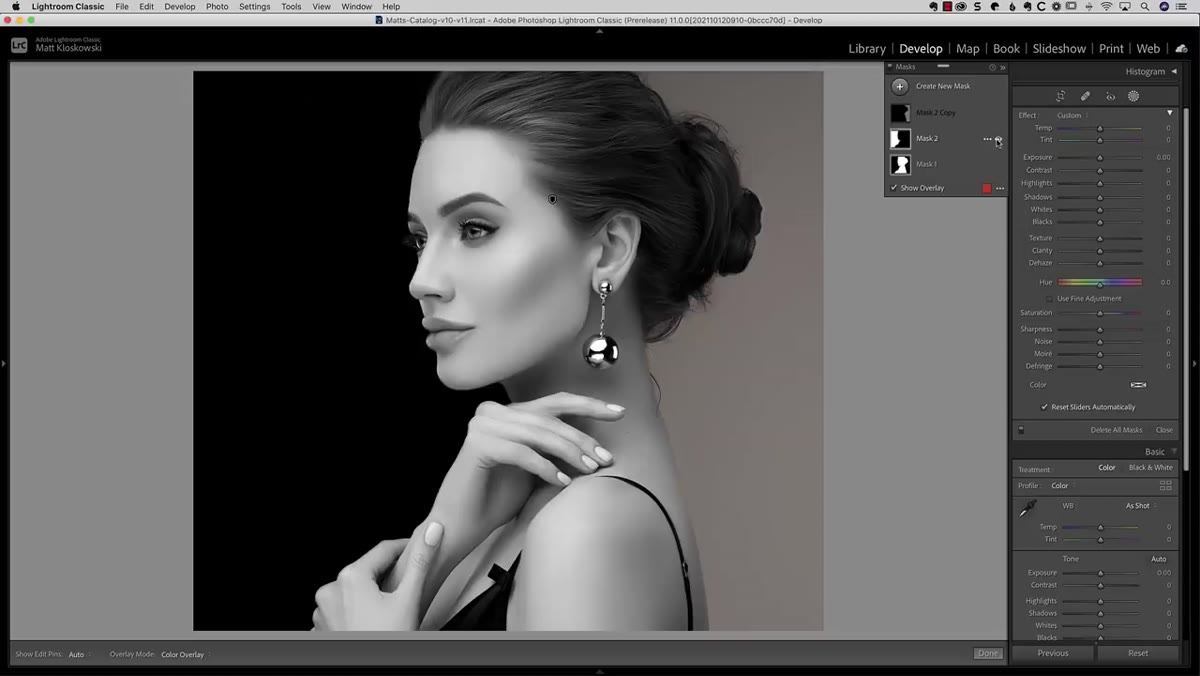 Graduated filter subtracted from the background mask in the panel