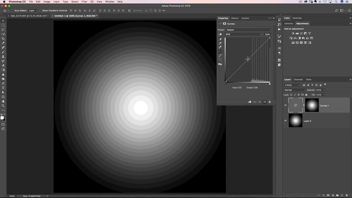 Curves adjustment pulling highlights down while shadows remain unaffected