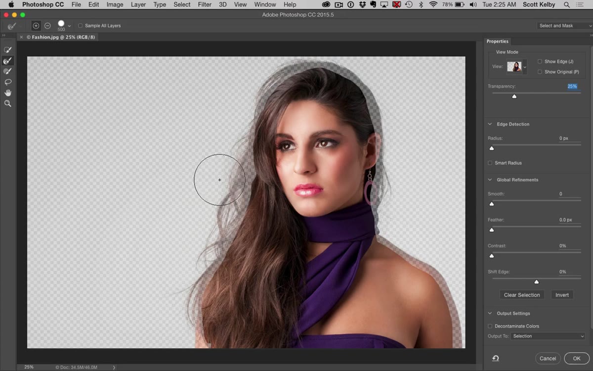 Refine Edge Brush painting along the hairline edge
