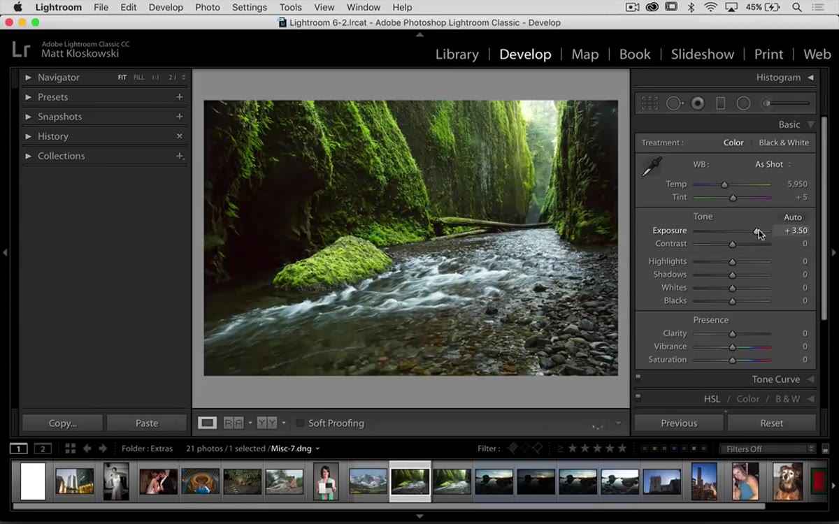 Exposure slider pushed up, background sky going bright