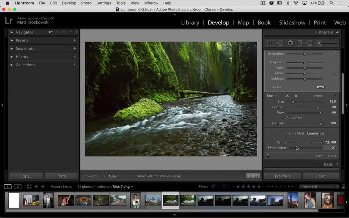 Smoothness slider being adjusted below the Range slider