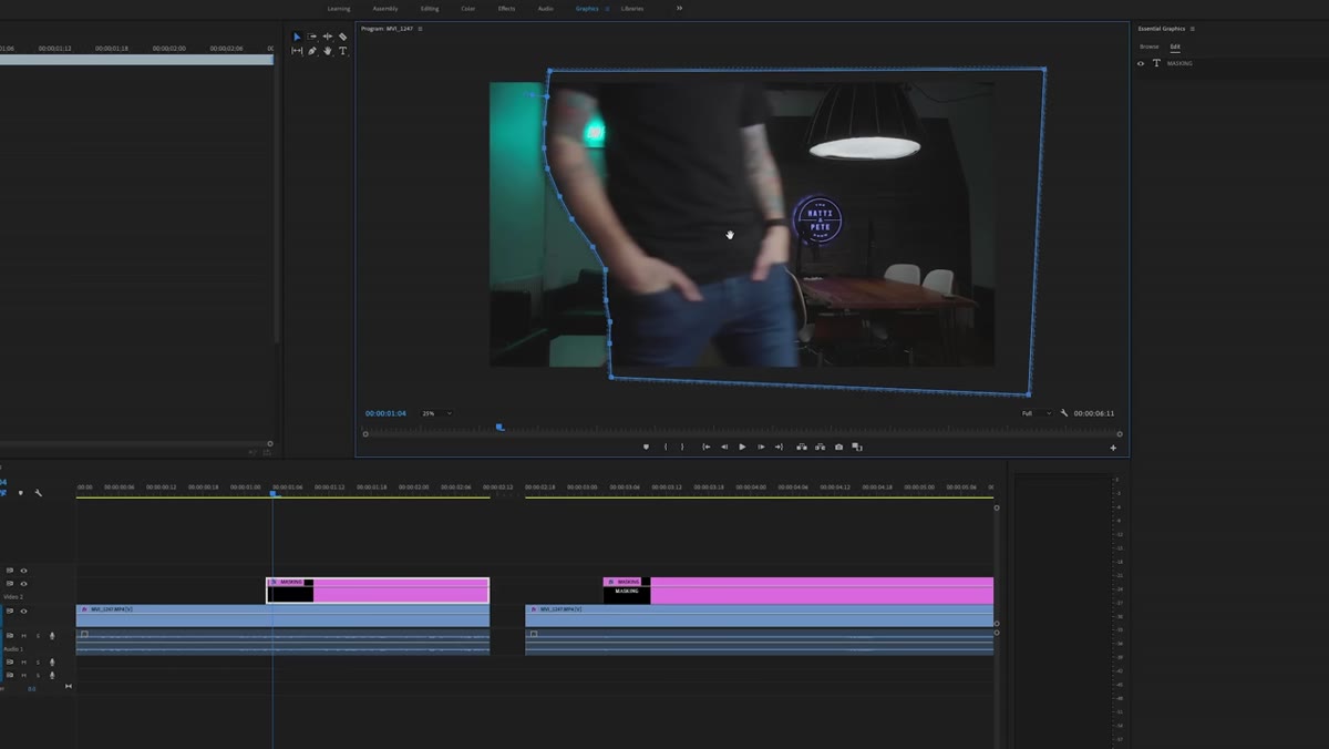 Editor advancing one frame and repositioning the mask path