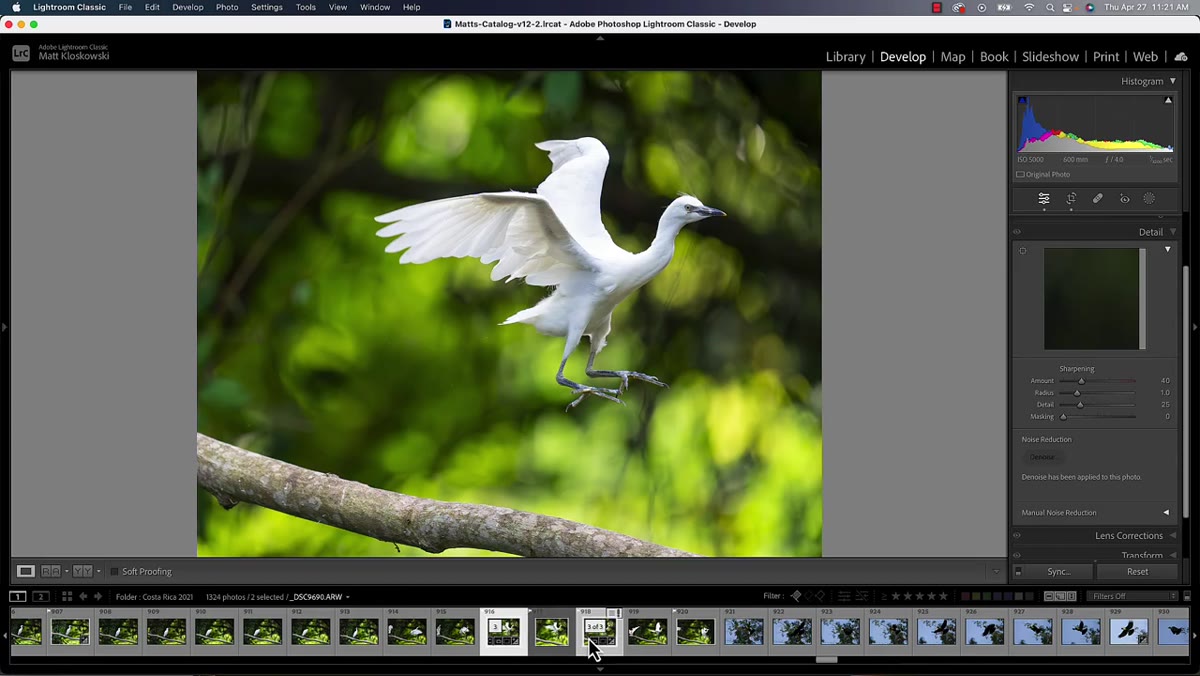 Both files selected in filmstrip, Photo menu open to Edit In